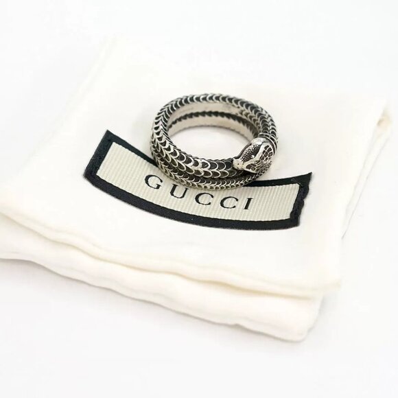 GUCCI Snake Band Ring size US8.5 EU22 Silver 925 Auth w/Bag s1143 - Picture 12 of 16